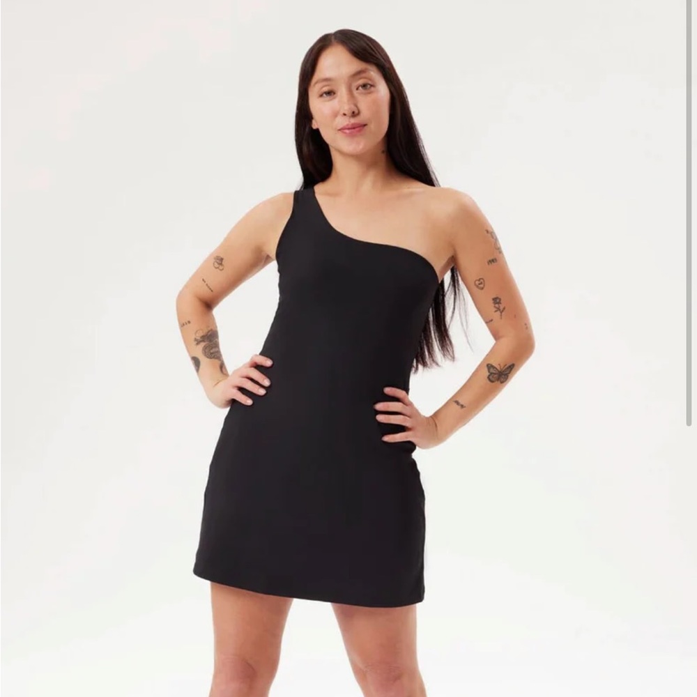Girlfriend collective one shoulder work out dress
